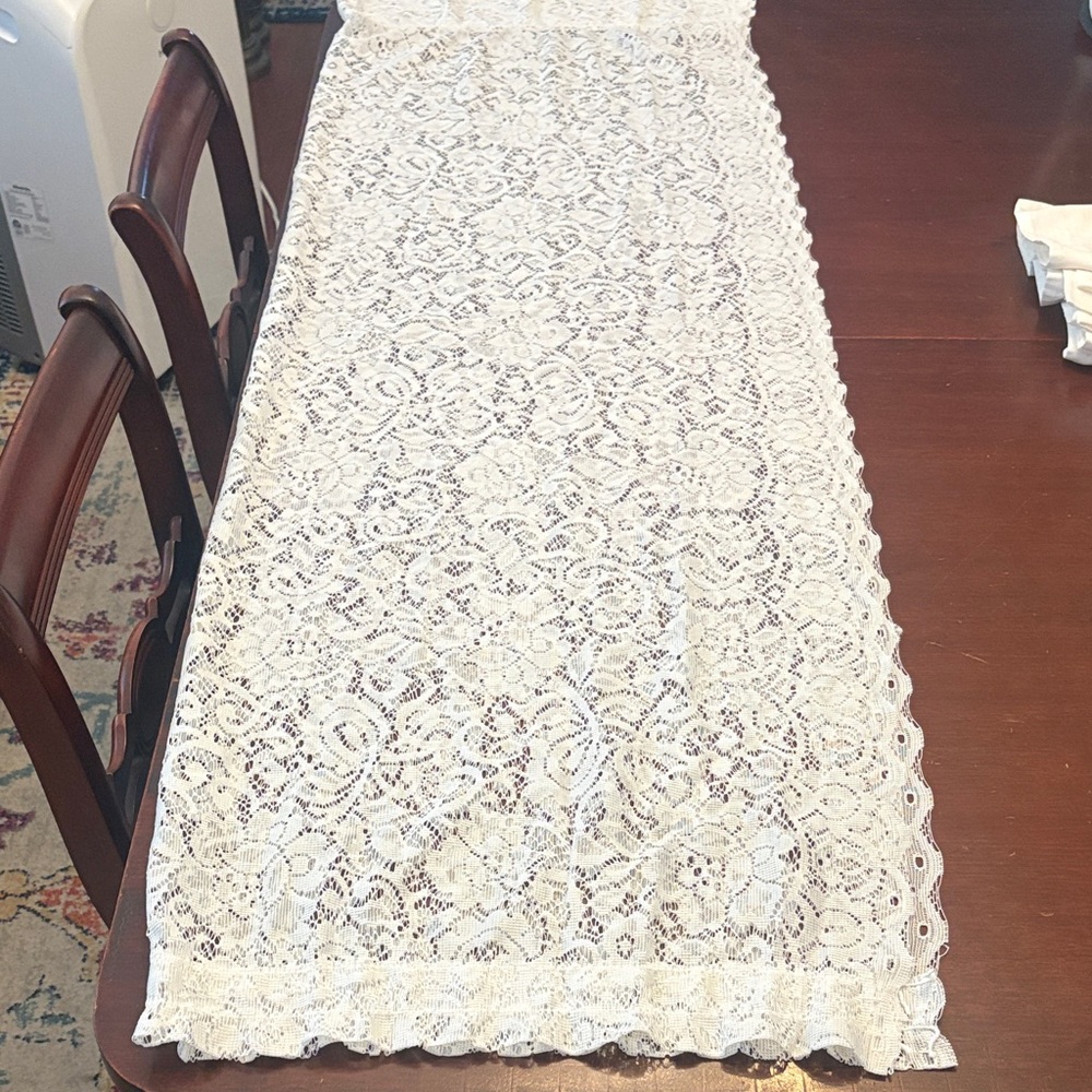 3 Elegant White Lace Panels
